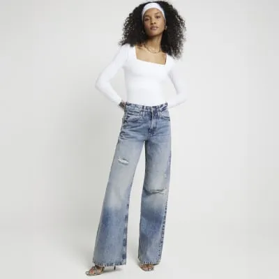 White Long Sleeve Bodysuit sold by River Island