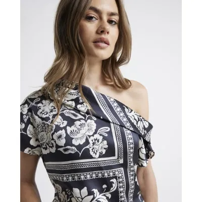 Black floral off shoulder top sold by River Island