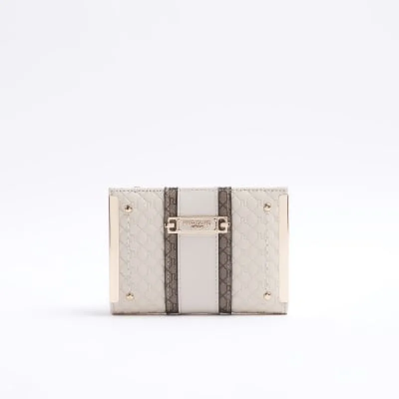 Cream Embossed Monogram Purse sold by River Island