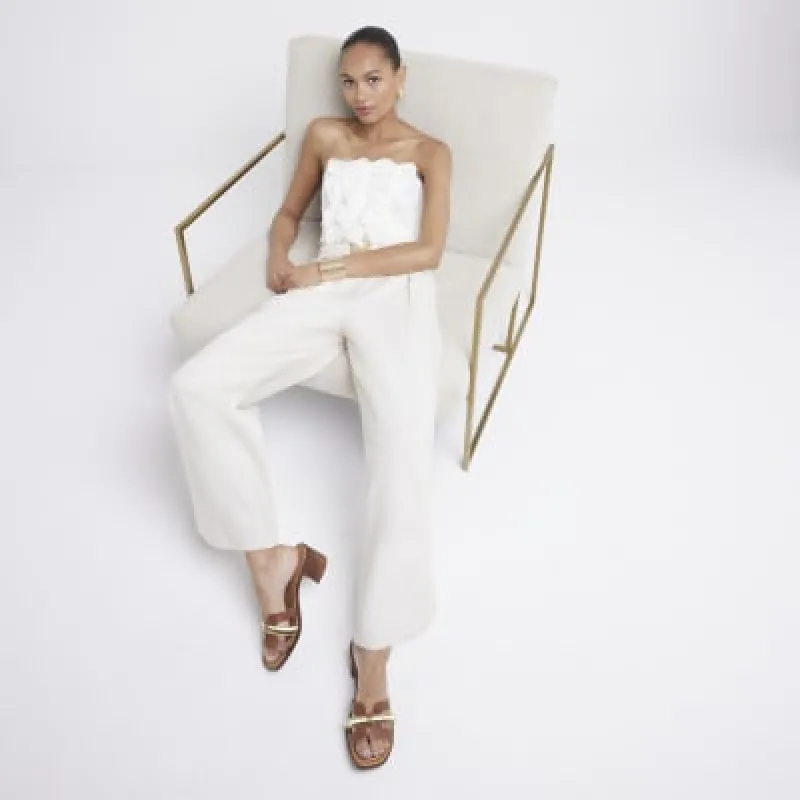 Brown leather cut out heeled sandals sold by River Island