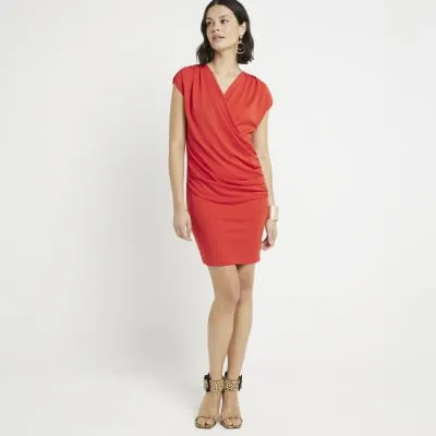 Red drape wrap mini dress sold by River Island