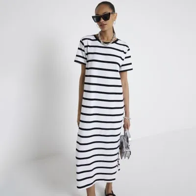 White stripe t-shirt midi dress sold by River Island