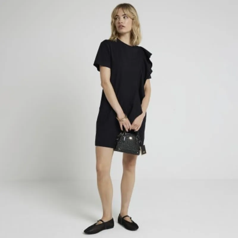 Black Frill T-Shirt Mini Dress sold by River Island