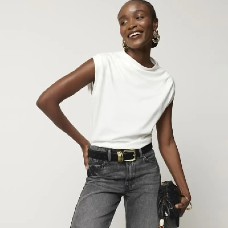 White drape cowl neck top sold by River Island