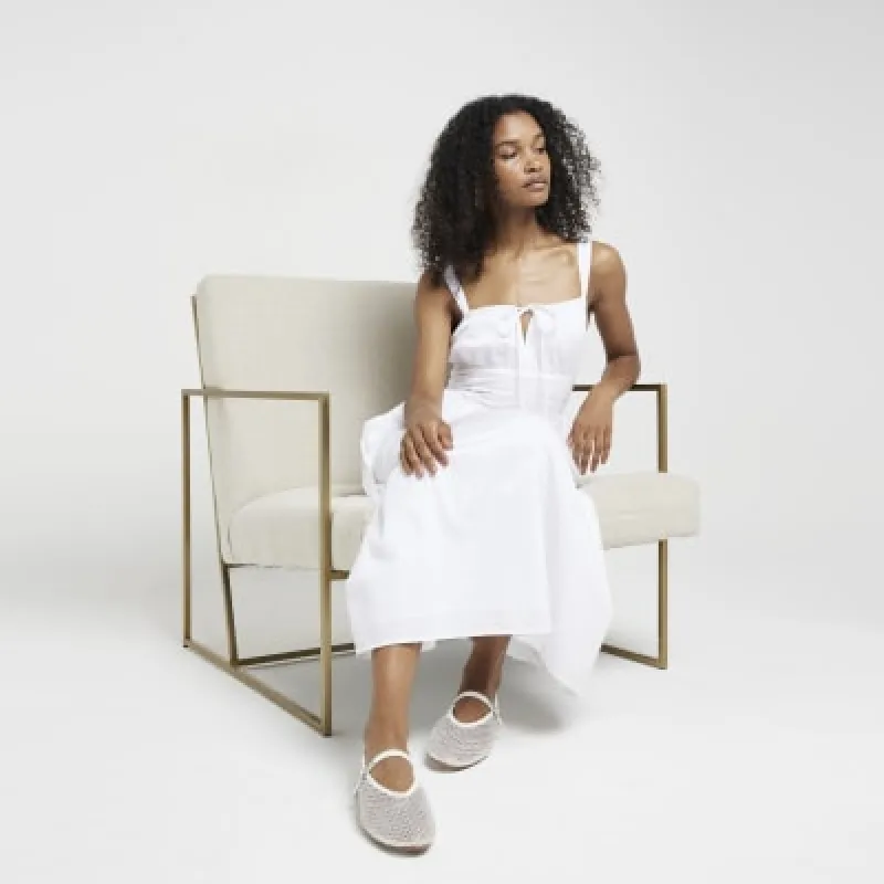 White Mesh Diamante Buckle Ballet Pumps sold by River Island