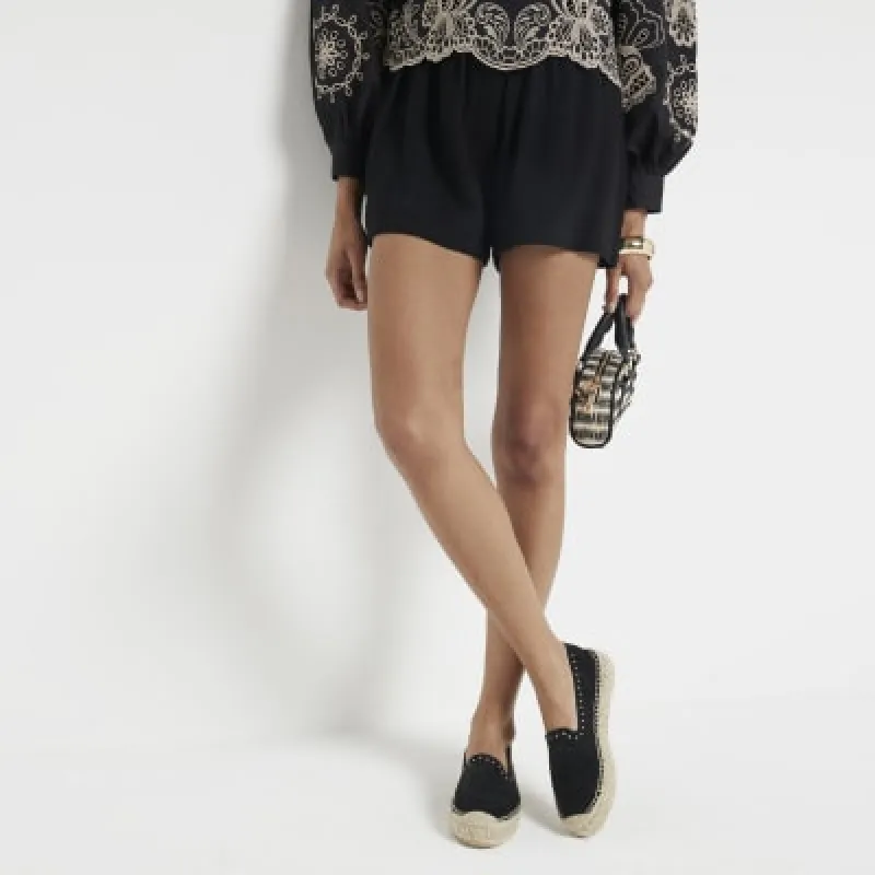 Black Suede Studded Espadrille Sandals sold by River Island
