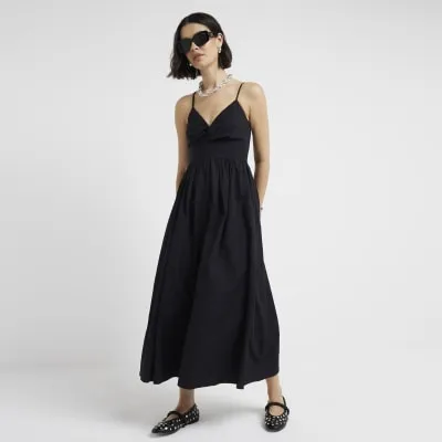 Black twist front skater midi dress sold by River Island