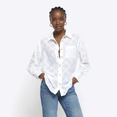 White textured quilted shirt sold by River Island