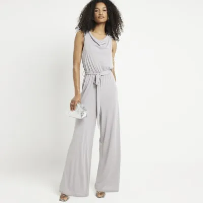 Grey cowl neck belted jumpsuit sold by River Island