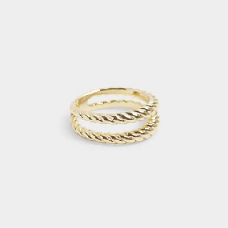 Gold Plated Twist Multirow Ring sold by River Island
