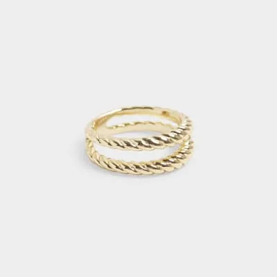 Gold Plated Twist Multirow Ring sold by River Island