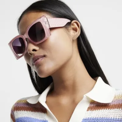 Pink square cateye sunglasses sold by River Island
