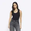 Black scoop neck vest top sold by River Island