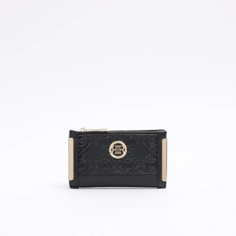 Black embossed monogram mini purse sold by River Island