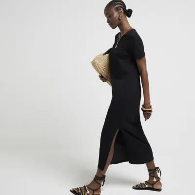 Black midi t-shirt dress sold by River Island