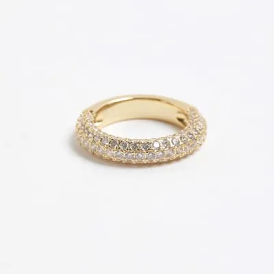 Gold Plated Diamante Band Ring sold by River Island