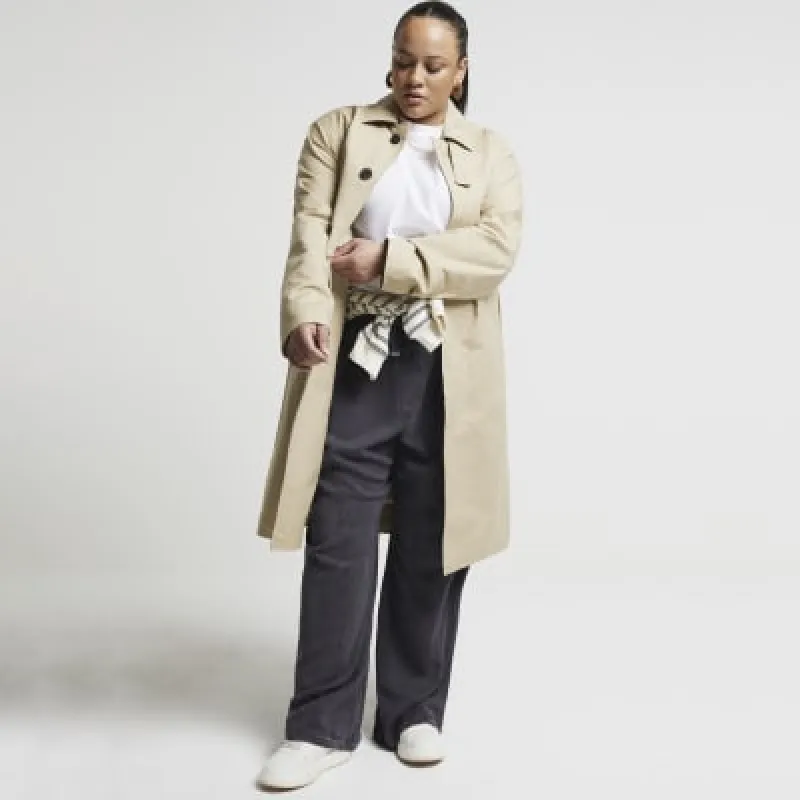 Plus Navy wide leg lyocell trousers sold by River Island