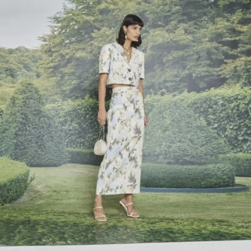 Blue Floral Tailored Maxi Skirt sold by River Island