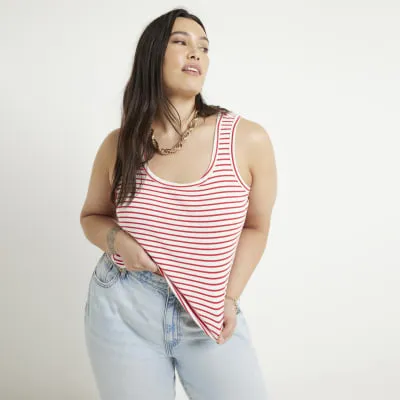 Plus red stripe scoop neck vest top sold by River Island