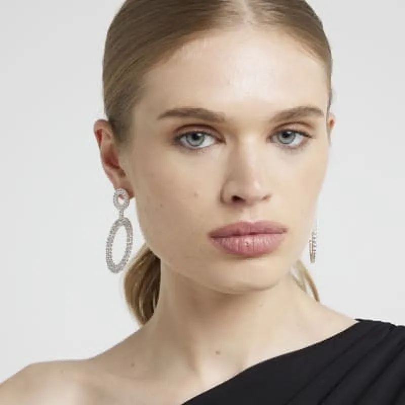Silver Open Circle Earrings sold by River Island