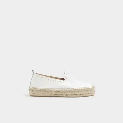 White Leather Studded Espadrille Sandals sold by River Island