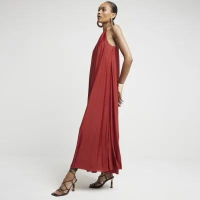 Rust gold hardware halter neck maxi dress sold by River Island