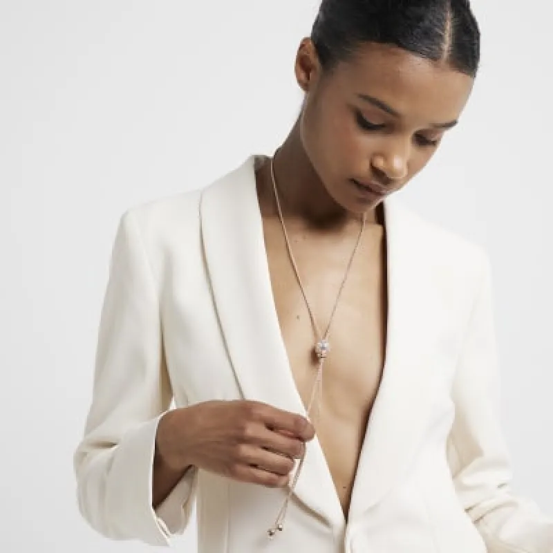 Rose Gold Diamante Ball Necklace sold by River Island