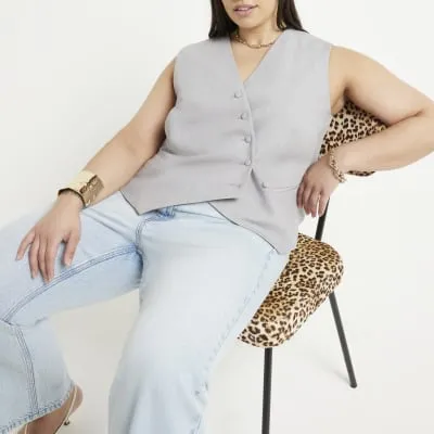 Plus grey asymmetric waistcoat sold by River Island