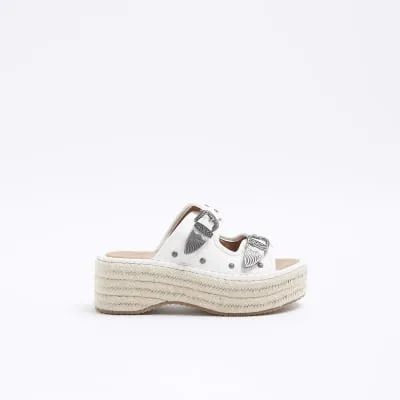 White buckle espadrille sandals sold by River Island