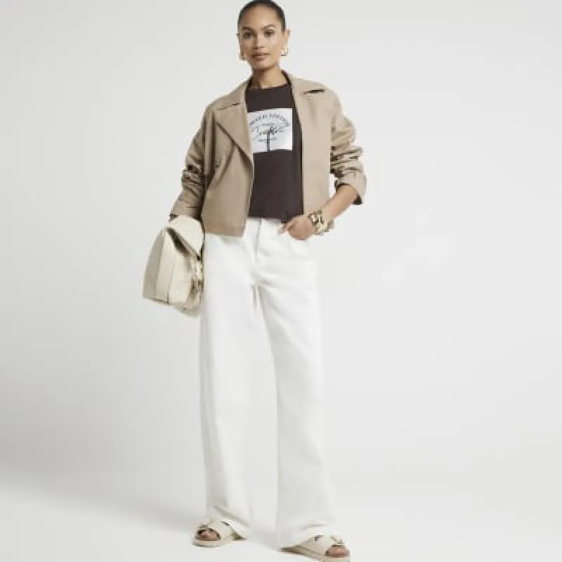 Brown graphic patch t-shirt sold by River Island