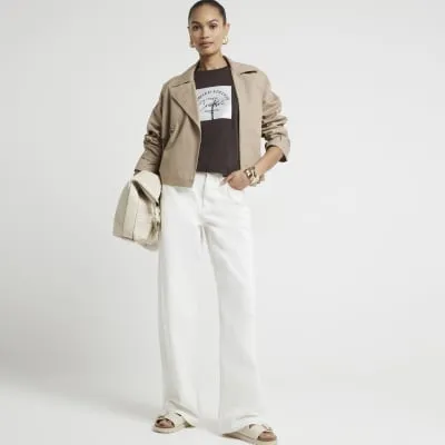 Brown graphic patch t-shirt sold by River Island