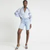 Blue crochet panel oversized shirt sold by River Island