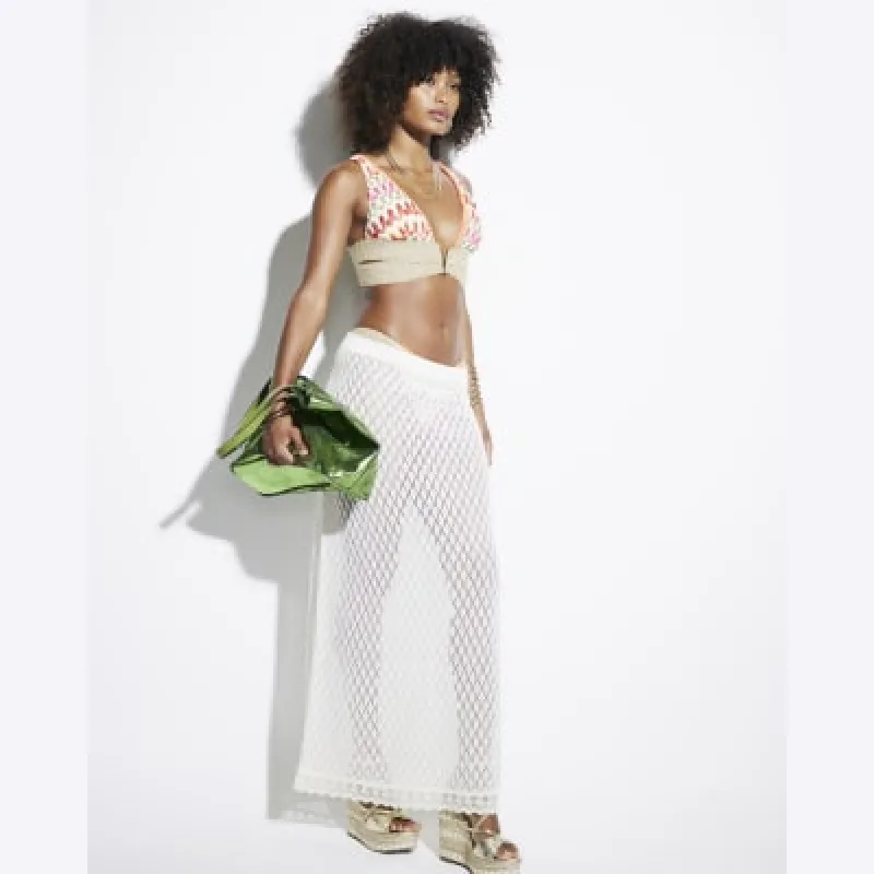 White crochet elastic bikini top sold by River Island