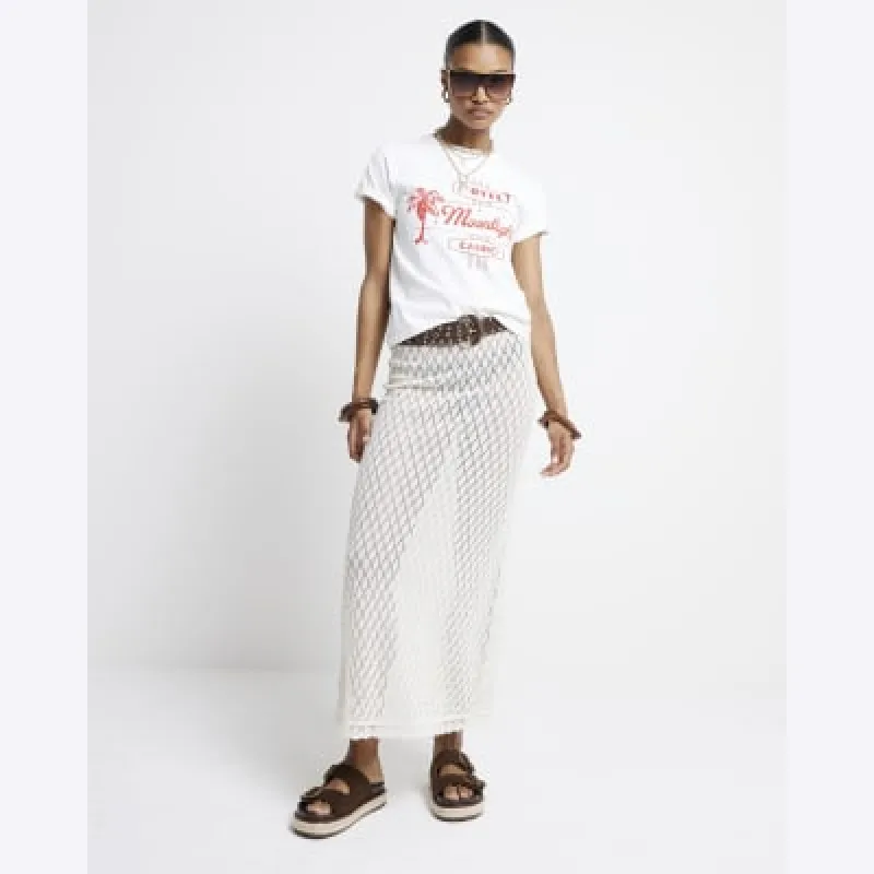 Cream graphic print t-shirt sold by River Island