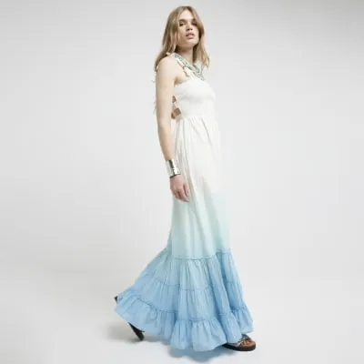 Blue ombre shirred beach maxi dress sold by River Island