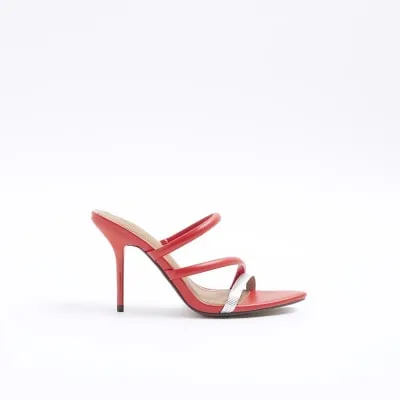 Red strappy heeled sandals sold by River Island