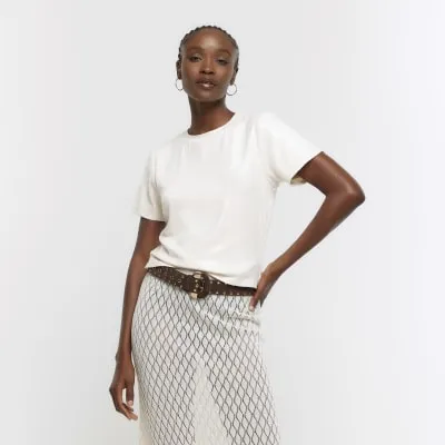 White sequin cropped t-shirt sold by River Island