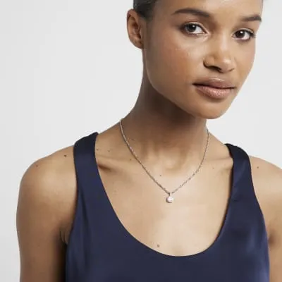 Silver Square Stone Necklace sold by River Island