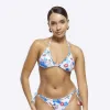 Blue embroidered triangle bikini top sold by River Island