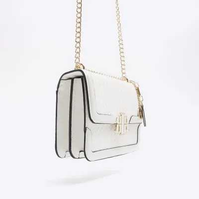 White Embossed Woven Satchel Bag sold by River Island