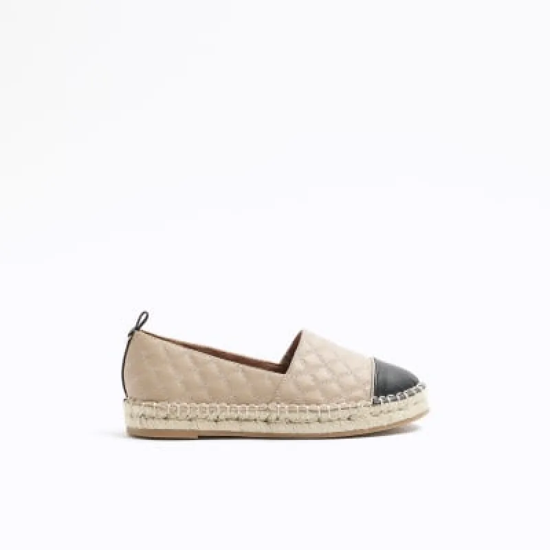 Beige Quilted Espadrille Shoes sold by River Island