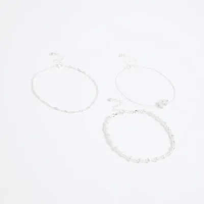 Silver pearl anklet multipack sold by River Island