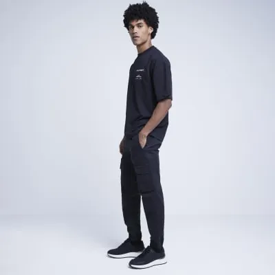 Black oversized fit graphic t-shirt sold by River Island