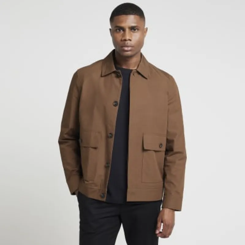 Brown Regular Fit Smart Chore Jacket sold by River Island