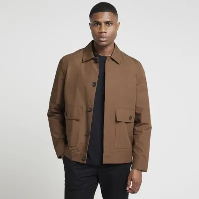 Brown Regular Fit Smart Chore Jacket sold by River Island