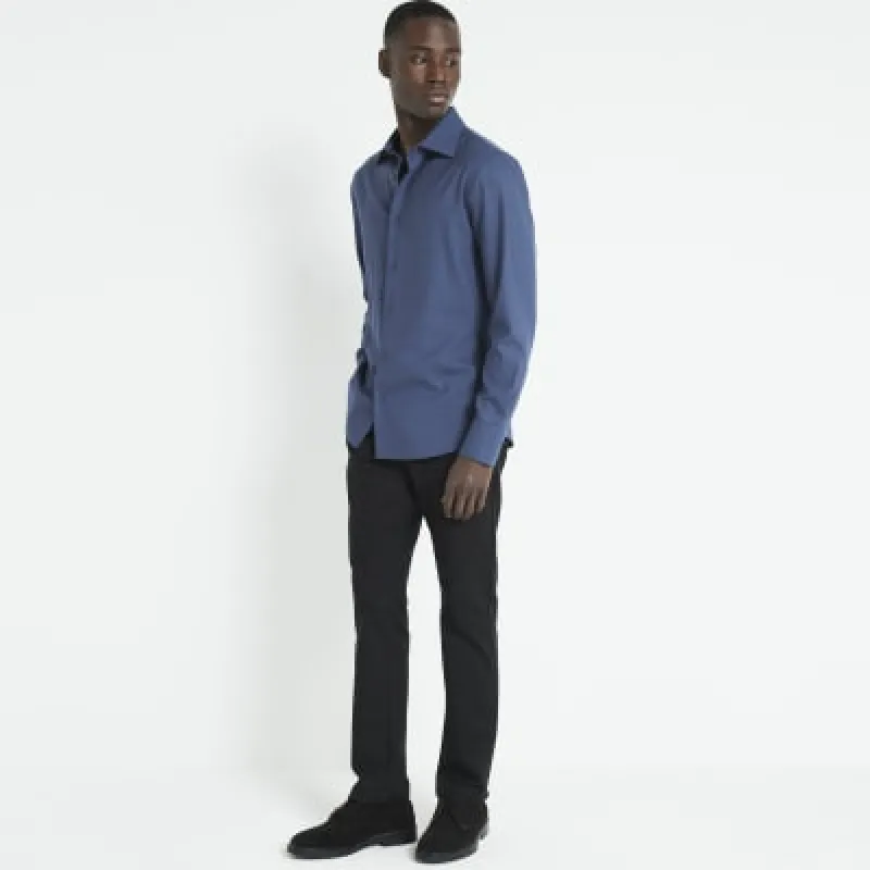 Navy slim fit tencel smart shirt sold by River Island