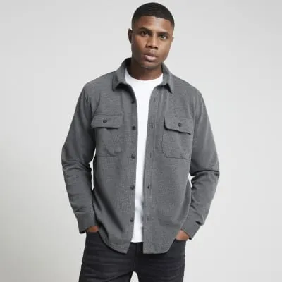Grey Regular Fit Jersey Overshirt sold by River Island