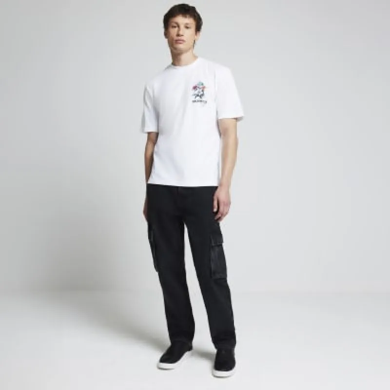 White regular fit floral graphic t-shirt sold by River Island