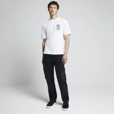 White regular fit floral graphic t-shirt sold by River Island