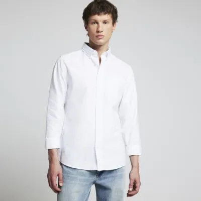 White Regular Fit Oxford Shirt sold by River Island